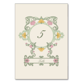 Numeração De Mesa Elegante Verde Salvia e Dourado Art Nouveau