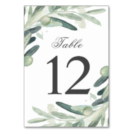Numeração De Mesa Elegante Watercolor Olive Sprig Branch Greenery
