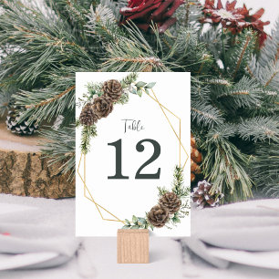 Numeração De Mesa Elegante Winter Watercolor Greenery Pine Weding