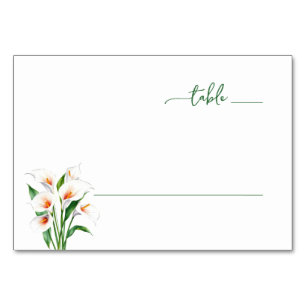 Numeração De Mesa Elegantes Lírios-Calla Verdes