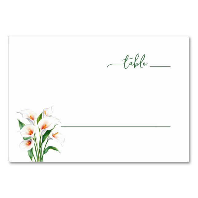 Numeração De Mesa Elegantes Lírios-Calla Verdes (Frente)
