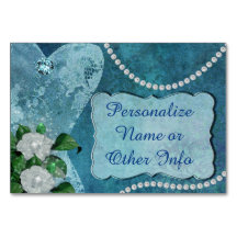 Elegantes Pérolas Azuis & Renda Personalizadas