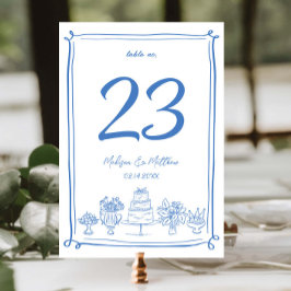 Numeração De Mesa Elegantes Rabiscos Desenhos à Mão Livre Festa de C