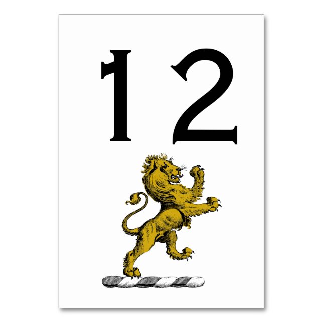 Numeração De Mesa Emblema de Crista com Leão Heráldico em Pé C (Frente)