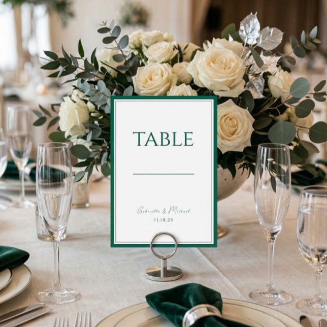 Numeração De Mesa Emerald Green Classic Wedding Table Number (Criador carregado)