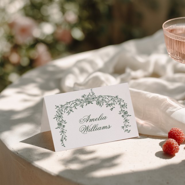 Numeração De Mesa Emerald Green Floral Boho Chic Wedding Place Cards (Criador carregado)