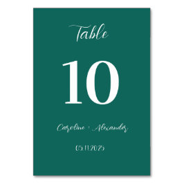 Numeração De Mesa Emerald Green Modern Elegante Mesa de Casamento Ún