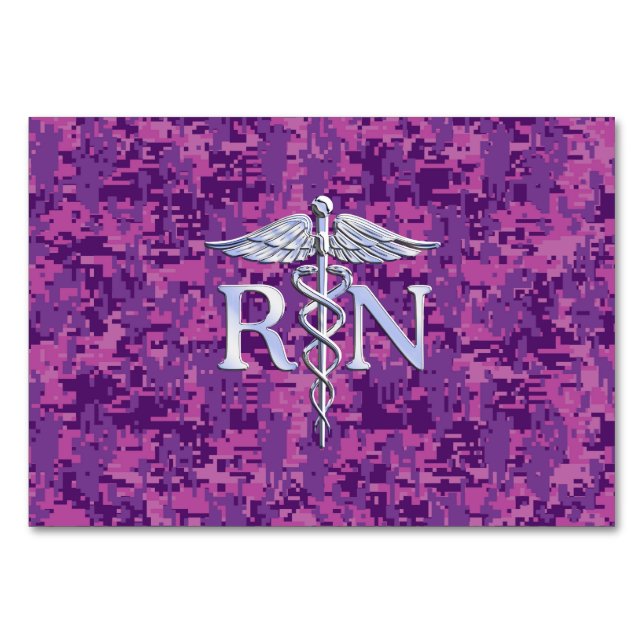 Numeração De Mesa Enfermeiro Registrado RN Caduceus em Pink Camo (Frente)