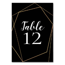 Numeração De Mesa Enquadramento Geométrico Preto e Dourado Elegante