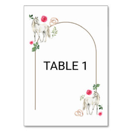 Numeração De Mesa Equestrian Pink Floral Wedding Table Number Card