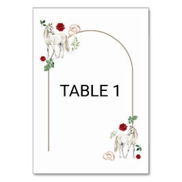 Numeração De Mesa Equestrian Red Floral Rustic Wedding