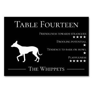 Numeração De Mesa Equipe de Whippet hóspede hóspede exclusiva da raç