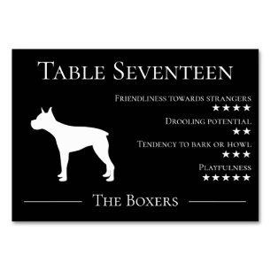 Numeração De Mesa Equipe única de boxeador convidado da raça canina