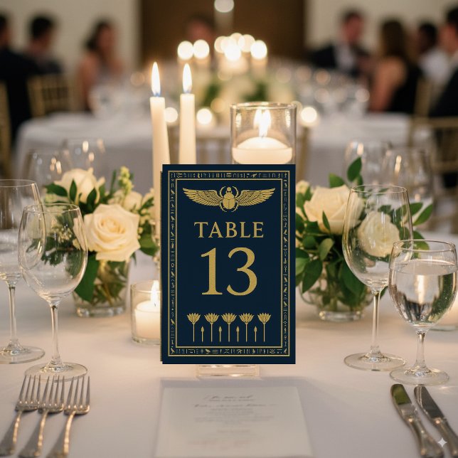 Numeração De Mesa Escarabixo Egípcio & Lótus – Editável (Criador carregado)