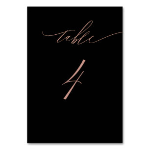 Numeração De Mesa Escrita Dourada Elegante Rosa preto n.o 4 Casament