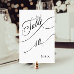 Numeração De Mesa Escrito De Luxo, Casamento Negro e Branco, número<br><div class="desc">Mesa 10. Verifique todos os números disponíveis. | Luxo e elegante número da mesa de casamento com caligrafia elegante com suas iniciais. Para uma personalização mais avançada deste design,  clique no BOTÃO FERRAMENTA DESIGN AZUL acima!</div>