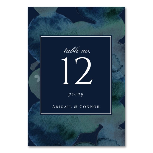 Numeração De Mesa Esmeralda Abstrata Aquarela Marinha Moderna (Frente)