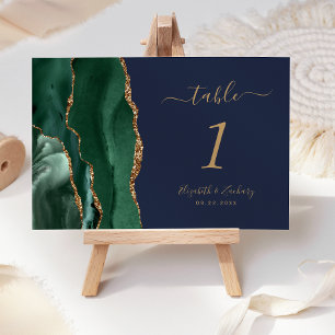 Numeração De Mesa Esmeralda Verde Dourado Ágata Azul Marinho Casamen
