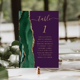Numeração De Mesa Esmeralda Verde Ouro Ágata Roxo Casamento