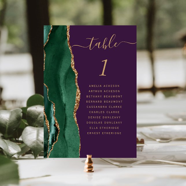 Numeração De Mesa Esmeralda Verde Ouro Ágata Roxo Casamento (Criador carregado)