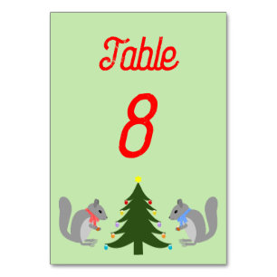 Numeração De Mesa Esquilos Decorantes de Árvore de Natal Personaliza