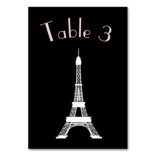 Numeração De Mesa Estilo francês branco e preto chic Torre Eiffel