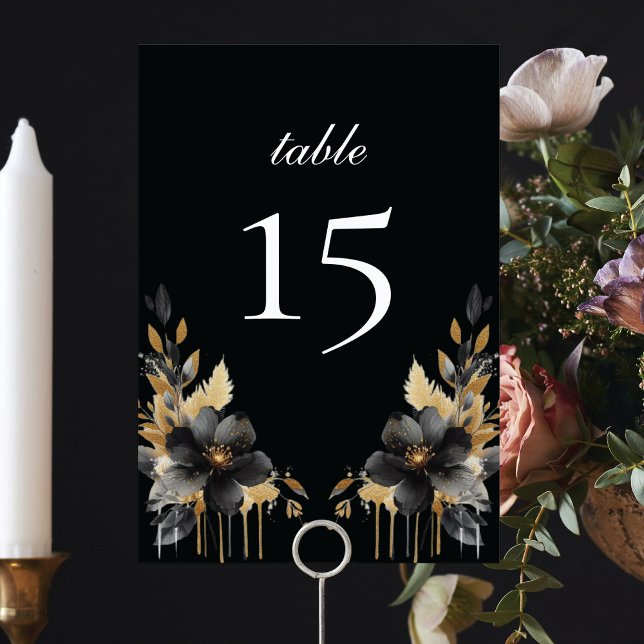 Numeração De Mesa Estilo Mexicano Dourado e Negro de luxo Quinceañer (Criador carregado)