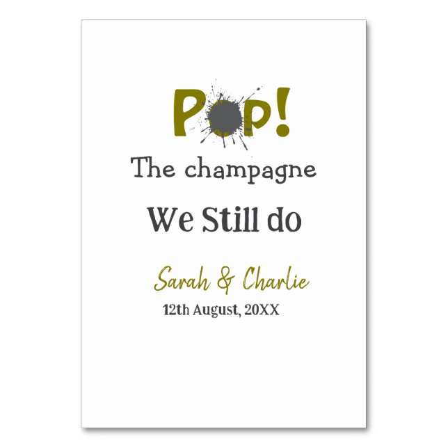 Numeração De Mesa Estourar o champanhe ainda fazemos casal cinza dou (Frente)