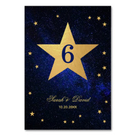 Numeração De Mesa Estrelas de Casamento Celestial Faux Gold Foil Nig