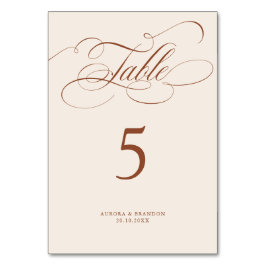 Numeração De Mesa Eterno de caligrafia moderna casamento Terracotta