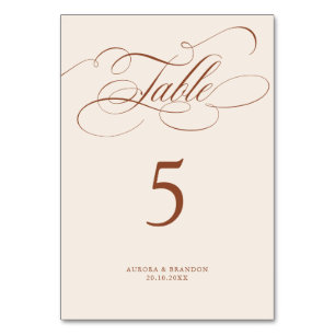 Numeração De Mesa Eterno de caligrafia moderna casamento Terracotta