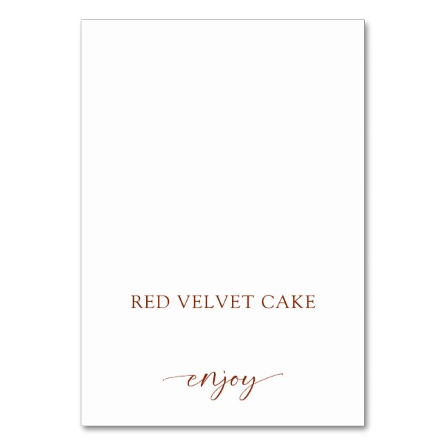 Numeração De Mesa Etiqueta de Comida entalada Buffet Terracotta Rust (Frente)