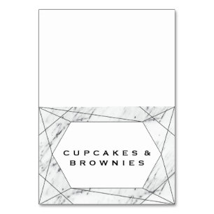 Numeração De Mesa Etiquetas de Comida de bolhas geométricas brancas