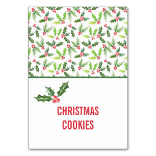 Numeração De Mesa Etiquetas de Comida de Buffet de Natal Holly