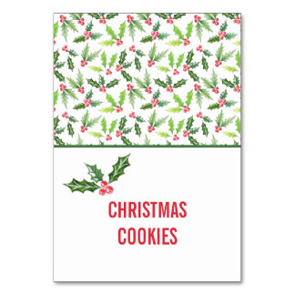 Numeração De Mesa Etiquetas de Comida de Buffet de Natal Holly