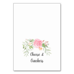 Numeração De Mesa Etiquetas de Comida do Buffet de Peonies Blush