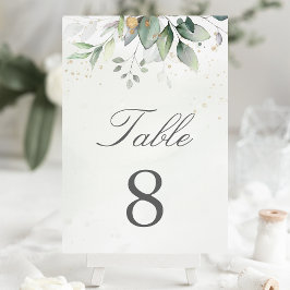 Numeração De Mesa Eucalipto Botânico Verde Aquarela Elegante