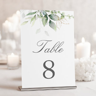 Numeração De Mesa Eucalipto Botânico Verde Aquarela Elegante