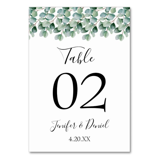 Numeração De Mesa Eucalyptus Botanical Greenery Casamento (Frente)