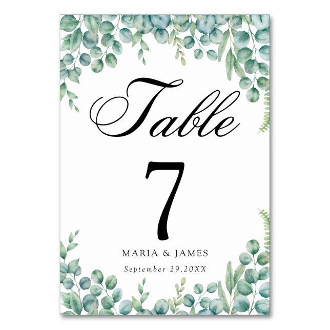 Numeração De Mesa Eucalyptus deixa o casamento (Frente)