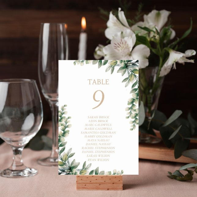 Numeração De Mesa Eucalyptus deixa placa de Mesa elegante (Criador carregado)