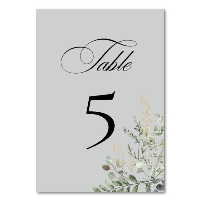 Numeração De Mesa Eucalyptus Elegant Table Number Card (Frente)