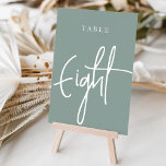 Numeração De Mesa Eucalyptus Green Hand Scripting Mesa OITO<br><div class="desc">Cartões simples e chic em Eucalyptus Green e White fazem uma declaração elegante no seu casamento ou evento. Design apresenta "mesa [number]" em uma combinação de olhares de serif clássica e de caracteres de script manuscritos. Design repete-se de ambos os lados. Cartões numerados individualmente vendidos separadamente; solicite cada número de...</div>