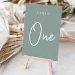 Numeração De Mesa Eucalyptus Green Hand Scripting Mesa ONE<br><div class="desc">Cartões simples e chic em Eucalyptus Green e White fazem uma declaração elegante no seu casamento ou evento. Design apresenta "mesa [number]" em uma combinação de olhares de serif clássica e de caracteres de script manuscritos. Design repete-se de ambos os lados. Cartões numerados individualmente vendidos separadamente; solicite cada número de...</div>