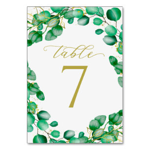 Numeração De Mesa Eucalyptus Greenery e Casamento de Script Elegante