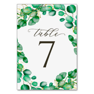 Numeração De Mesa Eucalyptus Greenery e Casamento de Script Elegante