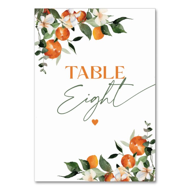 Numeração De Mesa Eucalyptus oranges número da tabela temática citri (Frente)