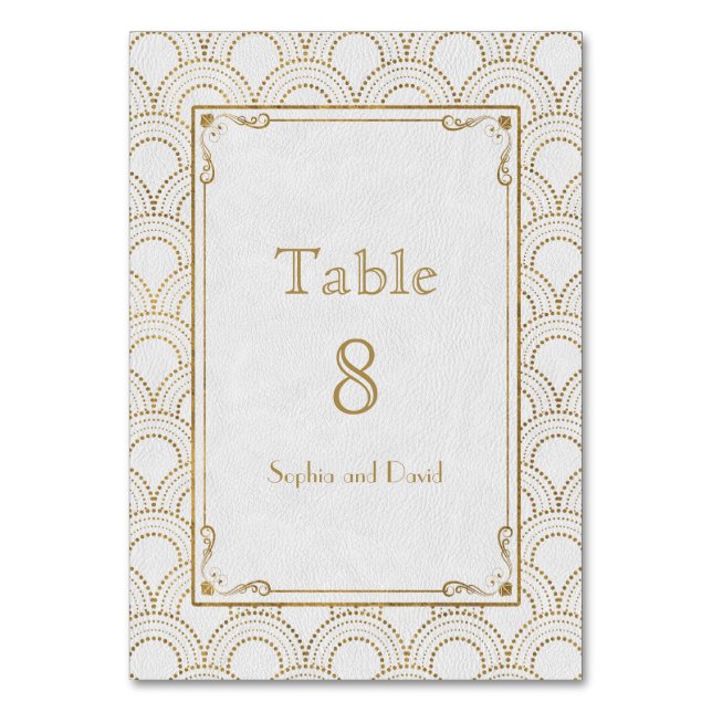 Numeração De Mesa Excelente branco Gatsby Dourado Art Deco TABLE NÚM (Frente)