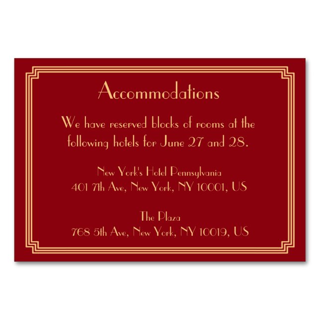 Numeração De Mesa Excelente Gatsby Art Deco Red Wedding Acomodation (Frente)