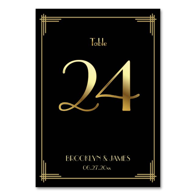 Numeração De Mesa Excelente Gatsby Art Deco Tabela Número 24 Preto D (Frente)